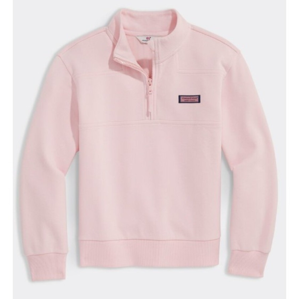 Vineyard Vines Surf Terry Shep‎ Shirt Sweatshirt Girls XL (16) Pink Quarter Zip